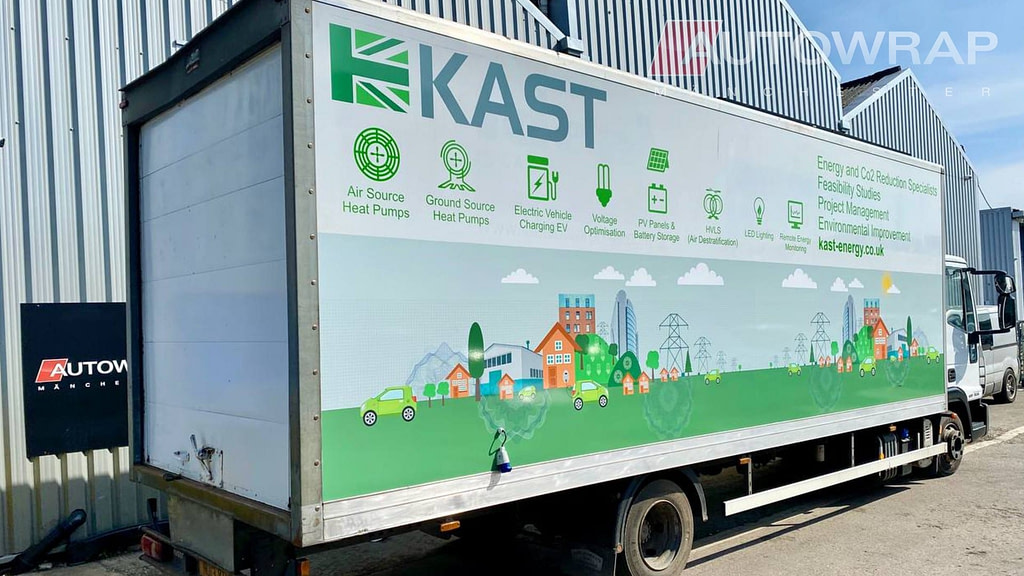 a partial wrap and graphics on a lorry for Kast